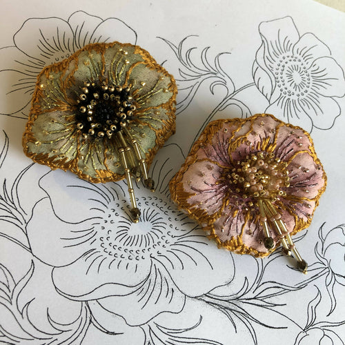 Broche Anémone Or et noir | EMPREINTES Paris - EMPREINTES Paris