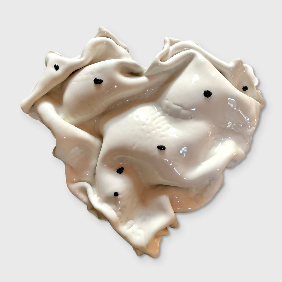 Bas relief tableau collection cœur porcelaine émail verre noir | EMPREINTES Paris