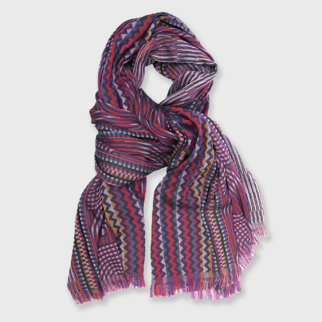 Écharpe Maxi Coton Soie Multico Violet CINÉTIQUE | EMPREINTES Paris