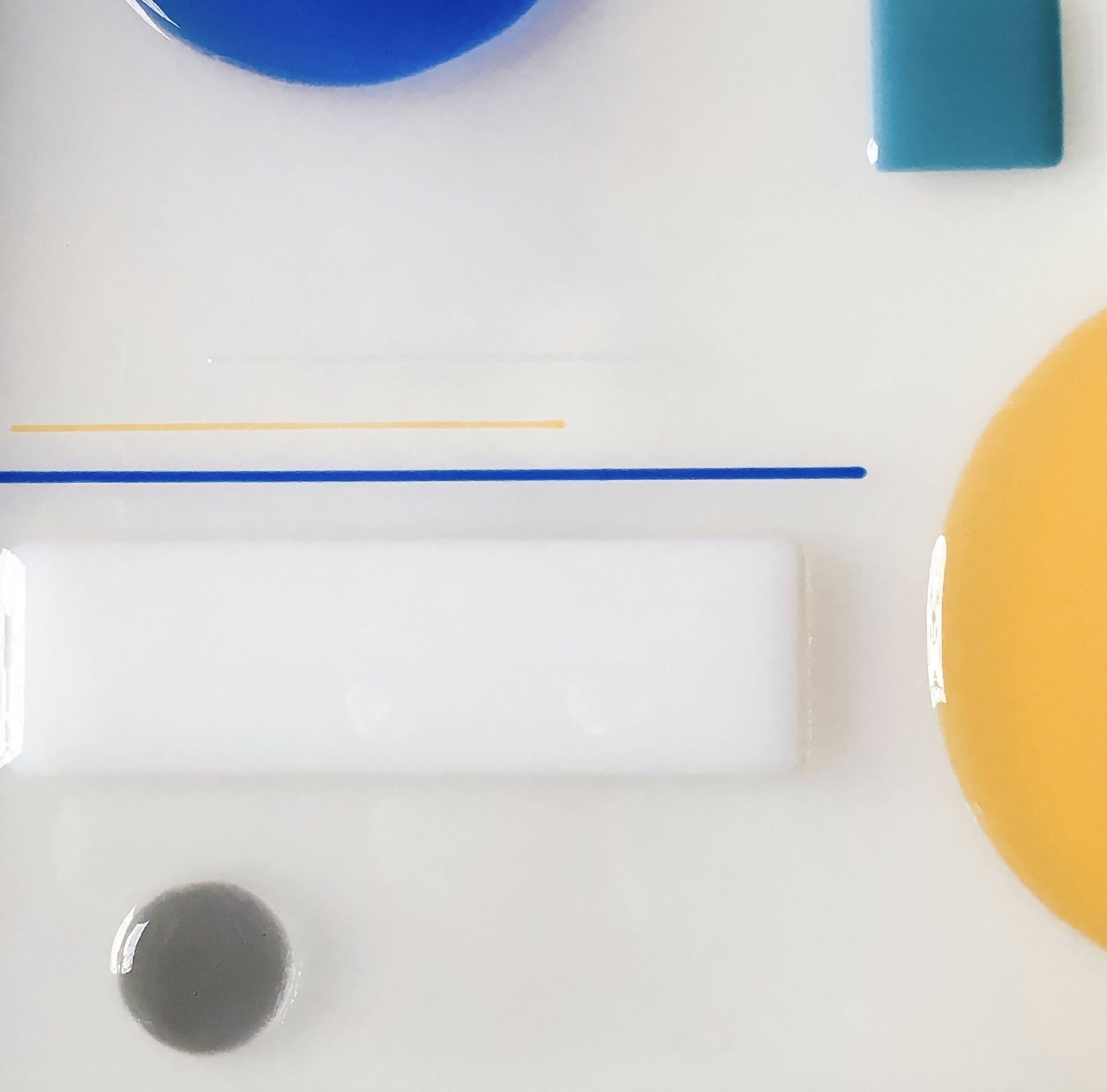 Applique carrée - Demi- cercles jaune et bleu | EMPREINTES Paris