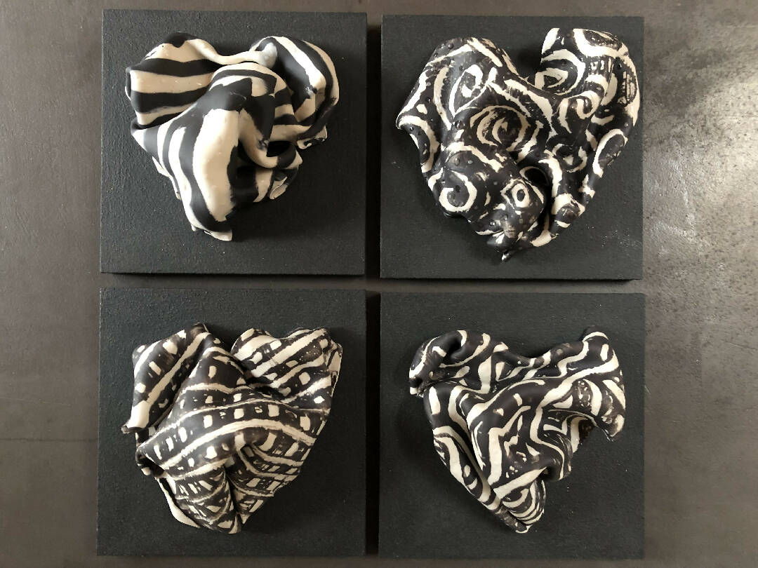 Bas relief tableau collection coeur porcelaine graphique 3 | EMPREINTES Paris