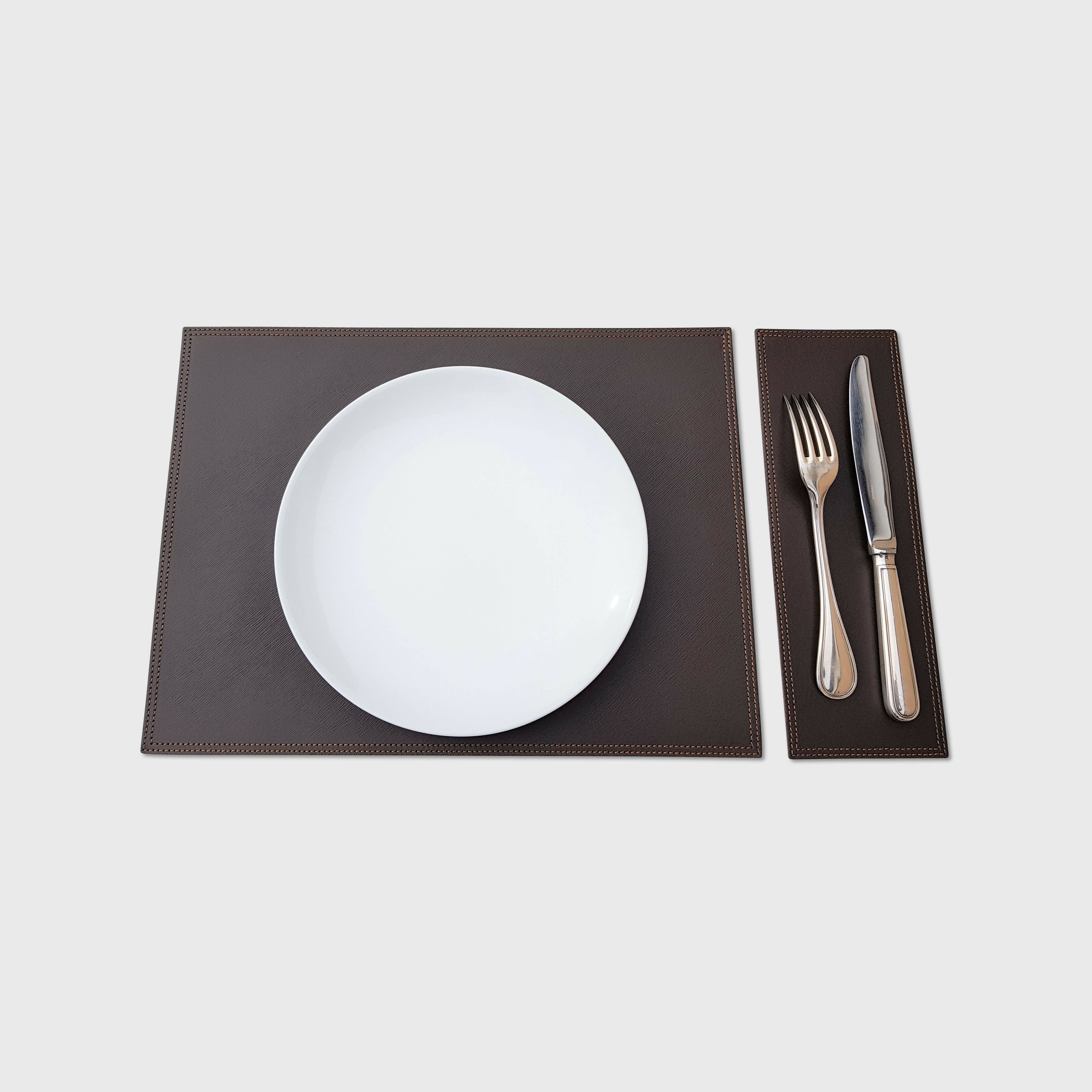 Set de table Grimaud en cuir Chocolat | EMPREINTES Paris