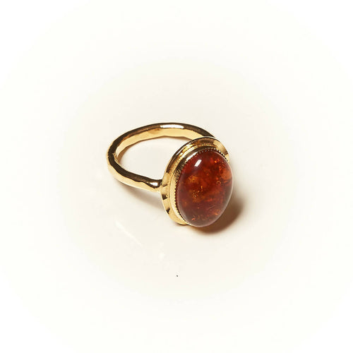Bague GLAIA plaqué or avec une ambre | EMPREINTES Paris - EMPREINTES Paris