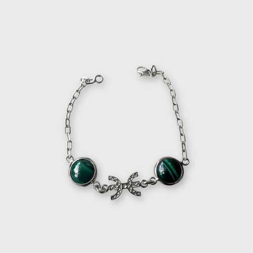 Bracelet Chaine Malachite & Liberté / Ancrage argent massif | EMPREINTES Paris - EMPREINTES Paris