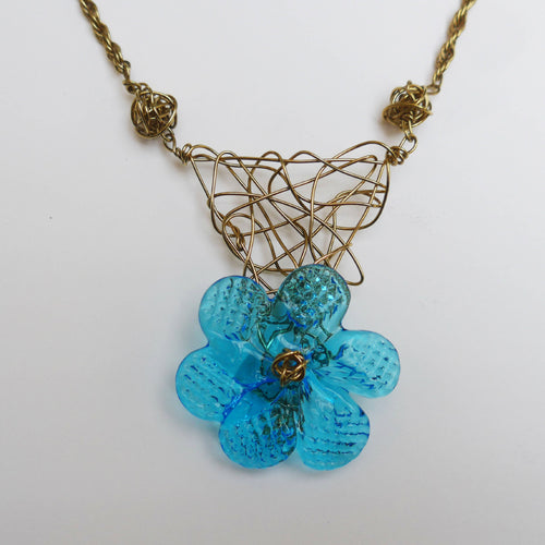 Collier pendentif fleur Bleu TREILLE | EMPREINTES Paris - EMPREINTES Paris
