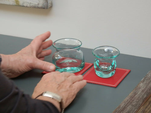 Lot de 6 sous verres en cuir Rouge | EMPREINTES Paris - EMPREINTES Paris