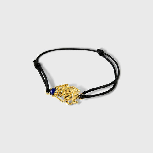 Bracelet Cordon Scarabée Lapis plaqué or | EMPREINTES Paris - EMPREINTES Paris