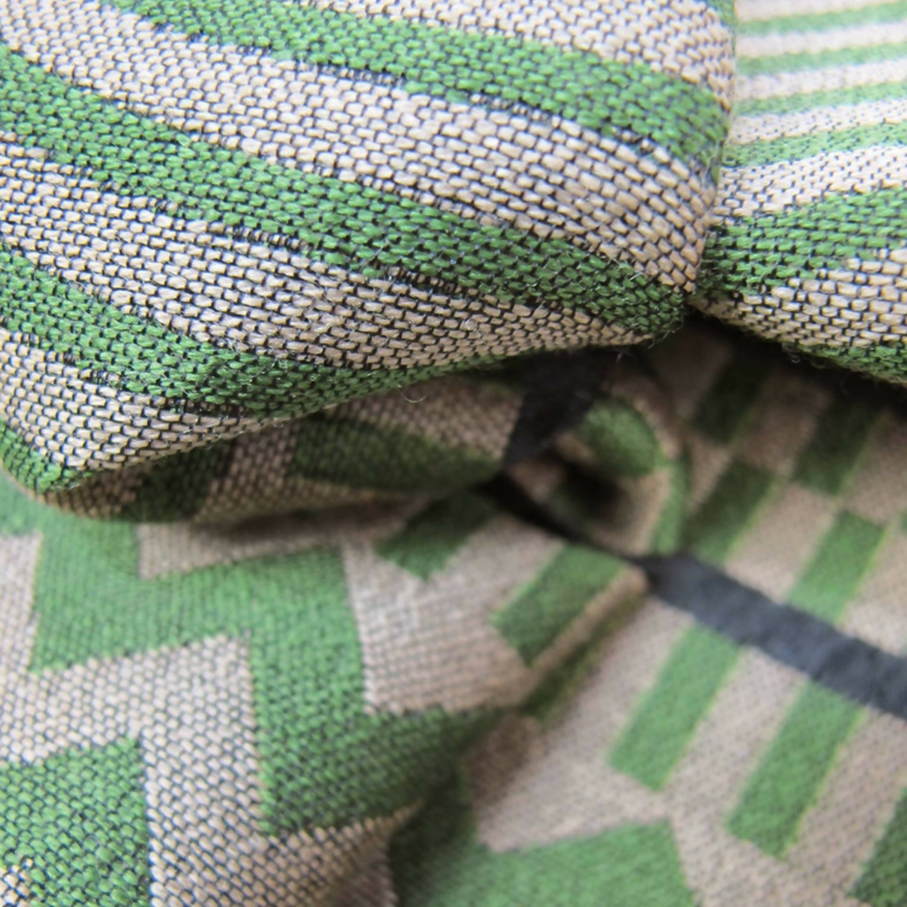 Écharpe midi laine soie sismique zigzig vert camel | EMPREINTES Paris