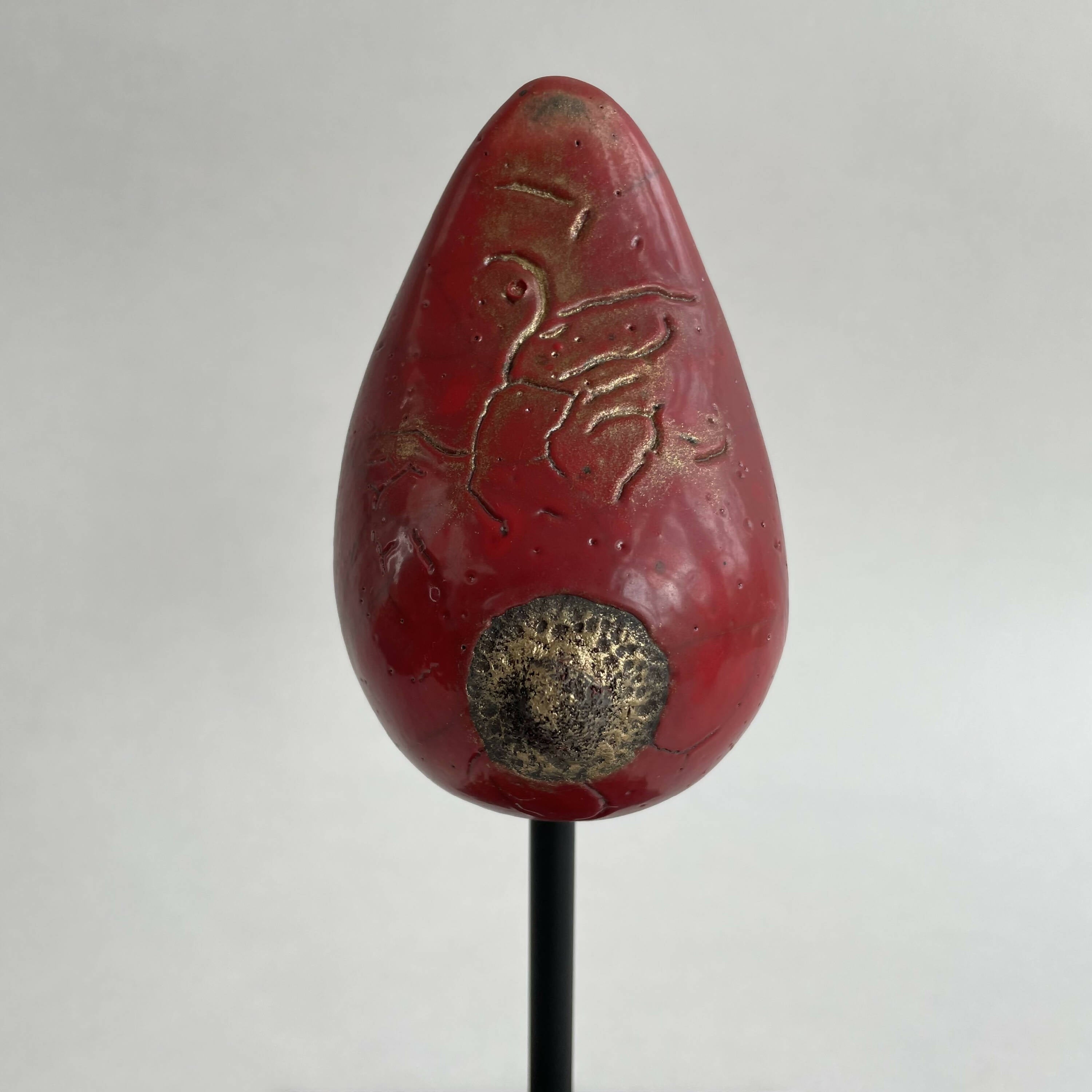 Sculpture sein Raku émail rouge | EMPREINTES Paris