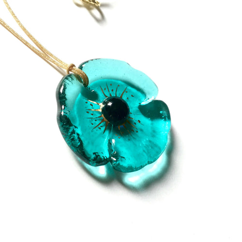 Pendentif COQUELICOT bleu vert | EMPREINTES Paris - EMPREINTES Paris