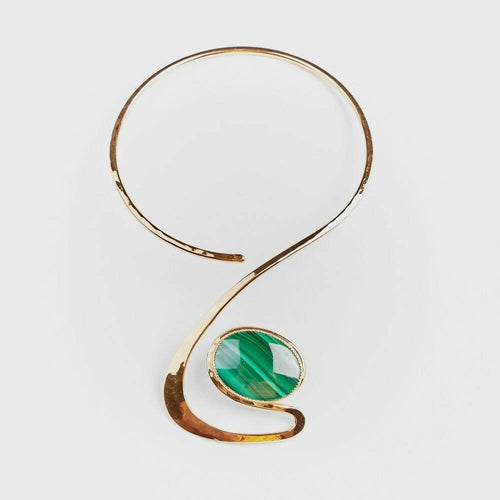 Collier PRINCESSE plaqué or avec malachite. | EMPREINTES Paris - EMPREINTES Paris