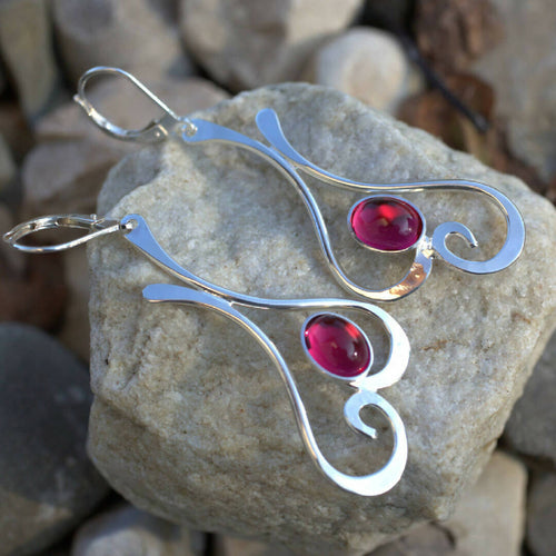 Boucles d'oreille en argent EDULCIA avec tourmaline rose | EMPREINTES Paris - EMPREINTES Paris