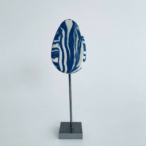 Sculpture sein porcelaine blanche et bleue + liserés argent | EMPREINTES Paris - EMPREINTES Paris