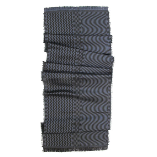 Écharpe midi laine soie sismique zigzig gris chocolat | EMPREINTES Paris - EMPREINTES Paris