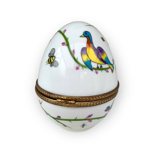 Oeuf musical blanc decor papillon orange | EMPREINTES Paris - EMPREINTES Paris