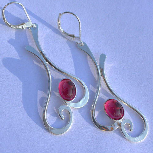 Boucles d'oreille en argent EDULCIA avec tourmaline rose | EMPREINTES Paris - EMPREINTES Paris